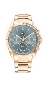 Tommy Hilfiger Reloj Analógico de Cuarzo Multifunción para Mujer con Correa de Acero Inoxidable de Oro Rosa - 1782386