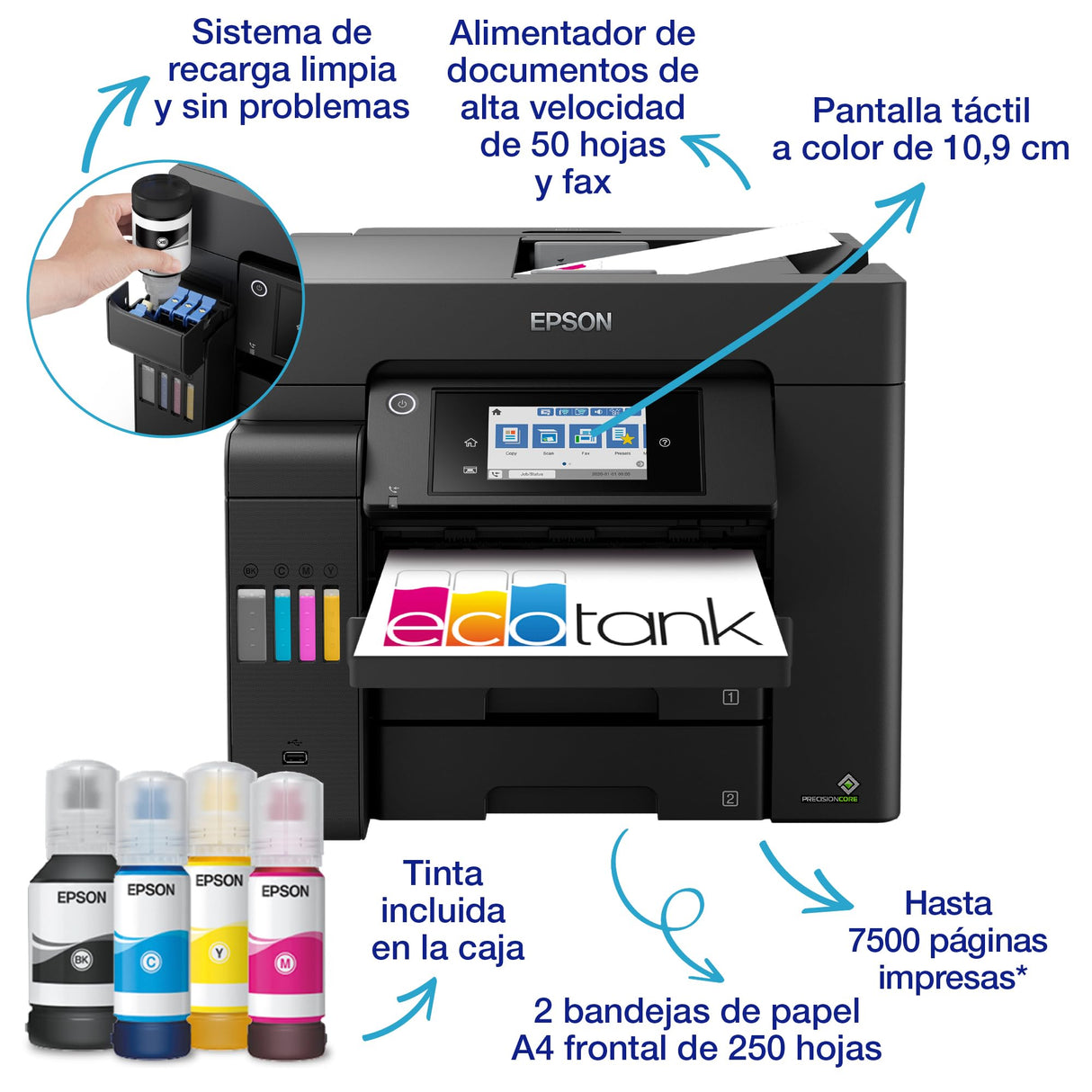 Impresora multifunción EcoTank ET-5800 A4 con depósito de tinta, conexión Wi-Fi y fax