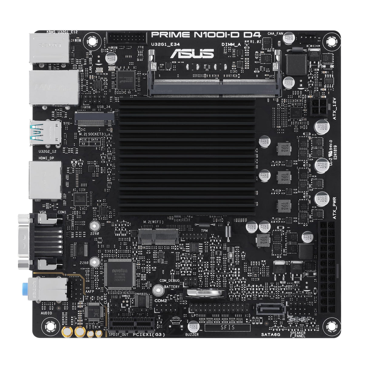 ASUS Prime N100I-D D4 Placa Base Intel N100 (procesador Intel N100, PCIe 3.0, USB 3.2 Gen 2, M.2, DDR4)