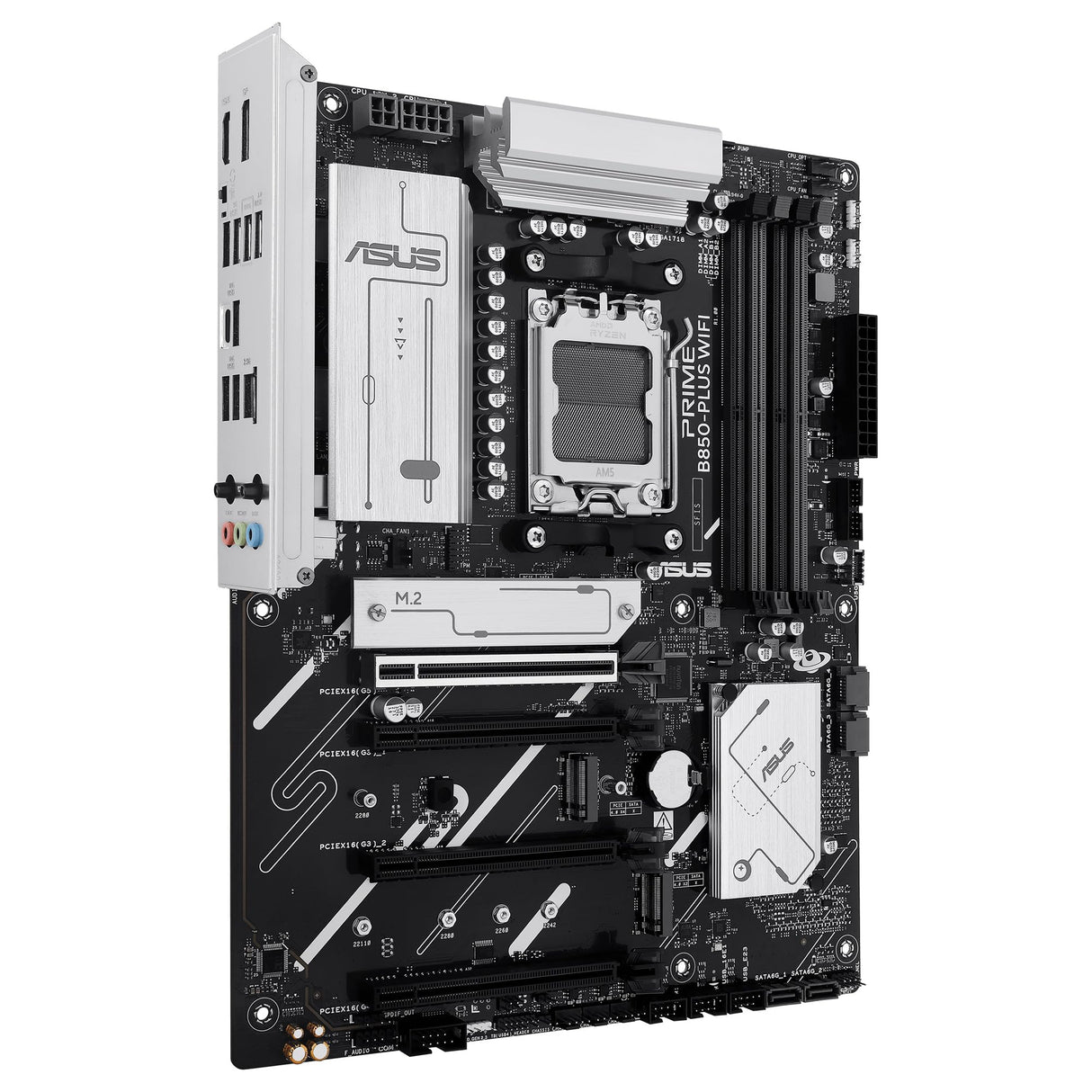 ASUS PRIME B850-PLUS WIFI - Placa base AMD B850 ATX, DDR5, PCIe 5.0 Ready, tres ranuras M.2, Wi-Fi 6E, Realtek 2.5Gb Ethernet, DisplayPort, HDMI, USB 10 Gbps Tipo-A y Tipo-C, BIOS FlashBack, Aura Sync
