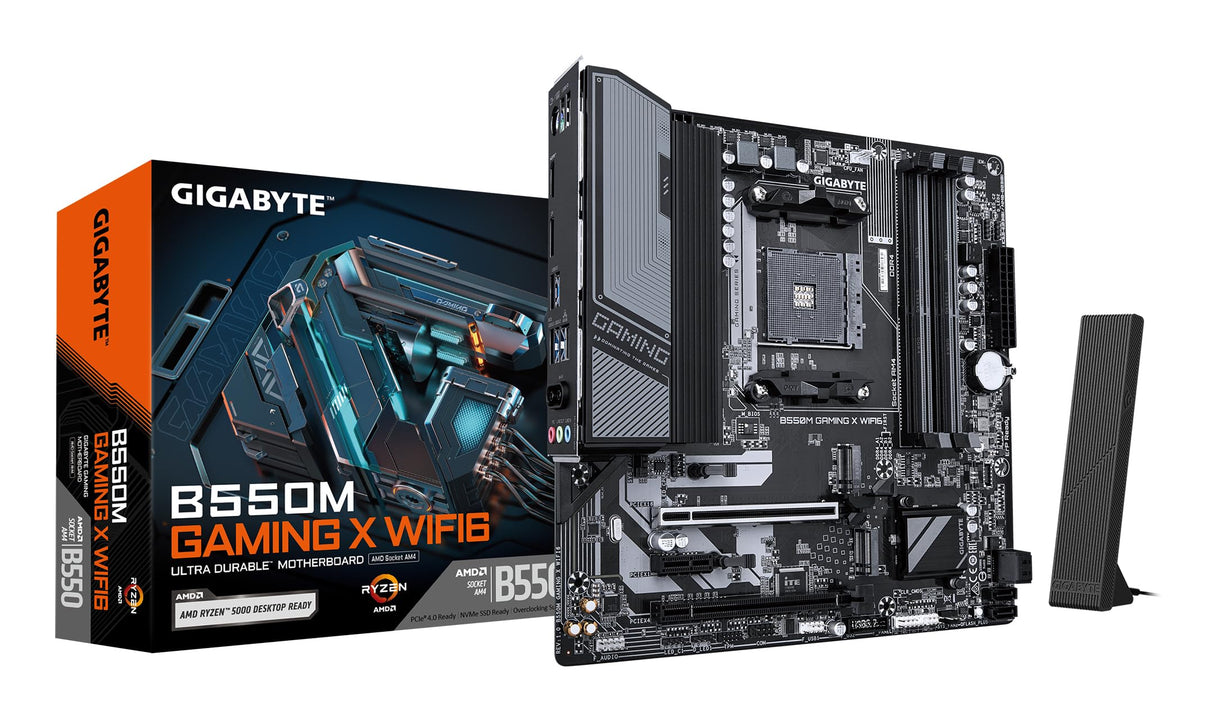 GIGABYTE B550M Gaming X WIFI6 Placa Base - Procesadores AMD Ryzen 5000, VRM de 5+3 Fases, hasta 3200 MHz DDR4, 1x M.2 PCIe 4.0 + 1x M.2 PCIe 3.0, Wi-Fi 6, LAN 1 GbE, USB 3.2 Gen 1