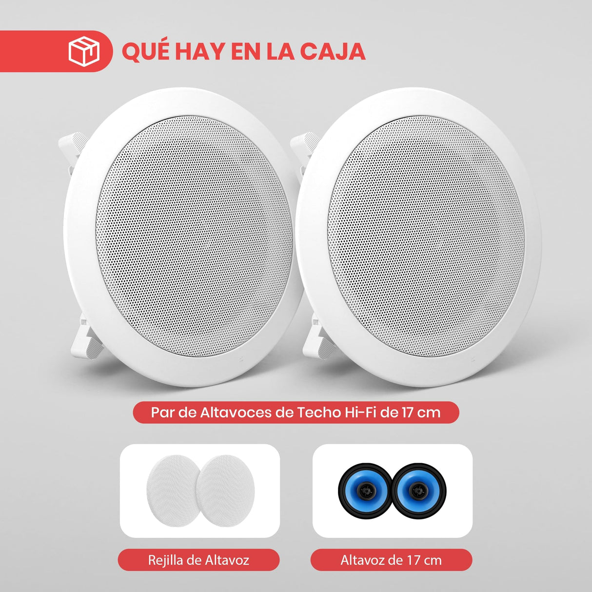 Pyle Altavoces Techo, Pared, 6.5”, 250W, Duales, Estereo, Agudos Ajustables, Rejilla Resistente