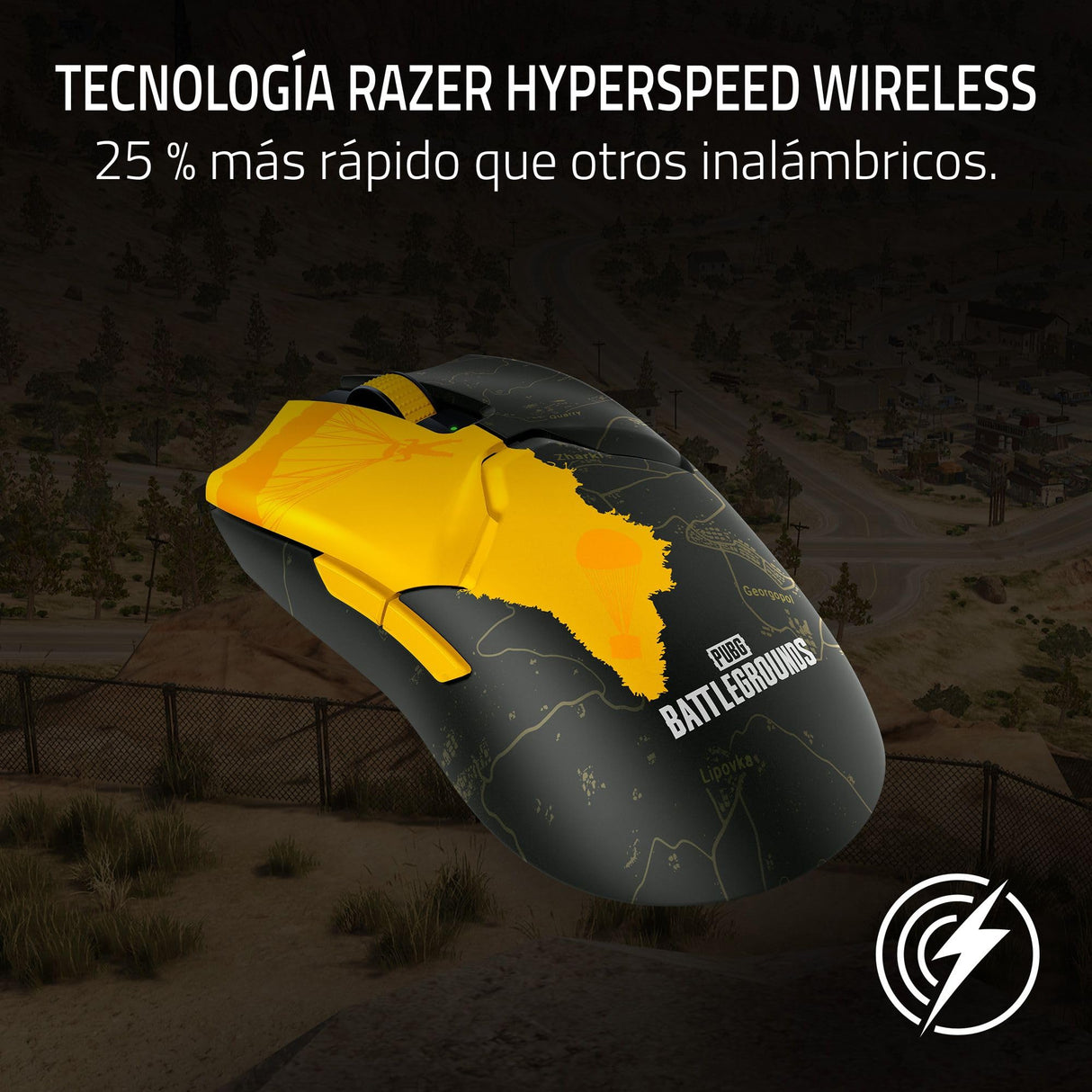 Razer Viper V2 Pro Ratón Inalámbrico ligero para Juegos de Deportes Electrónicos de 58g (Sensor Óptico de 30K DPI, HyperSpeed, Interruptores de Ratón Óptico Gen-3, Opciones de 5 DPI) PUBG Edición