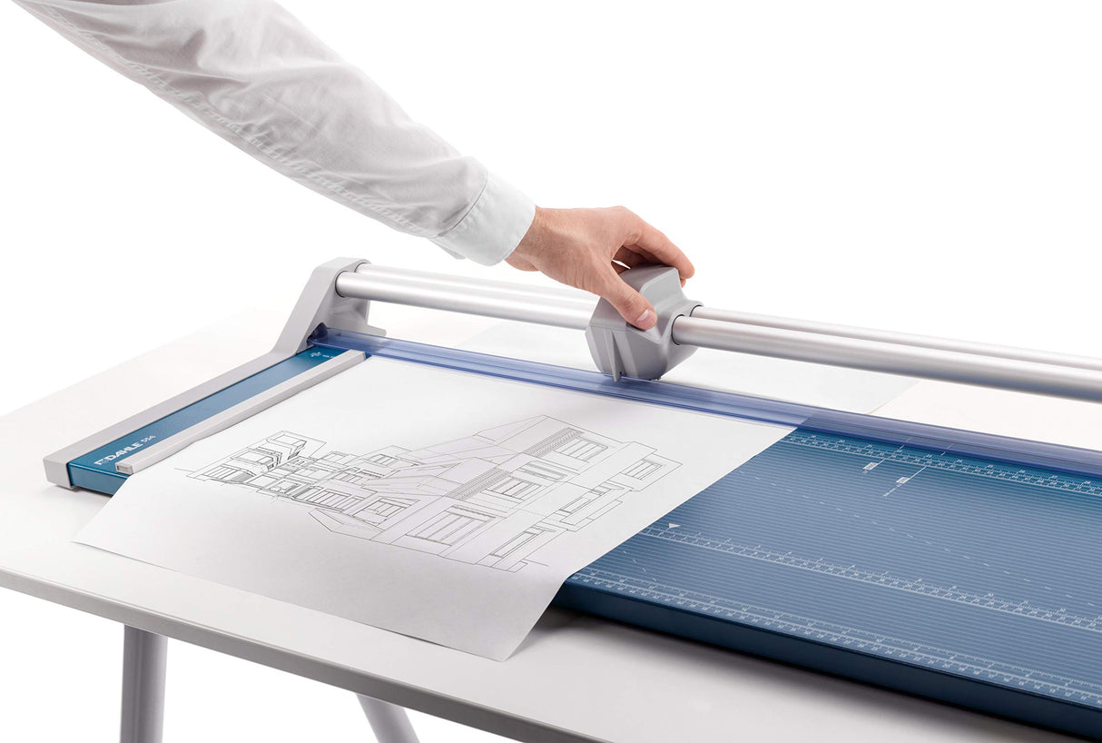 Dahle 554 - Cizalla rotativa profesional, longitud de corte de 71 cm, capacidad de 20 hojas, autoafilado, barra de guía doble, abrazadera automática, cortador de papel de ingeniería alemana