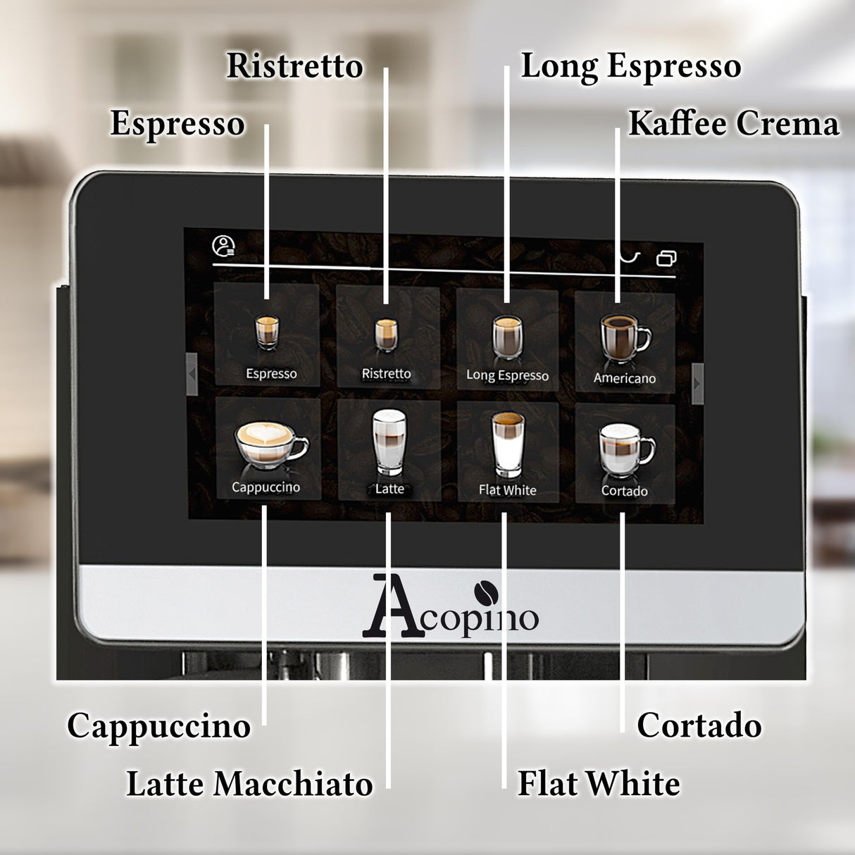 Acopino Cafetera automática Barletta, gran pantalla a color, con sistema de leche para un disfrute perfecto del café (rojo)