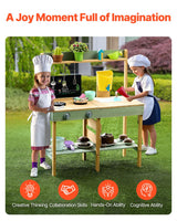 VEVOR Cocina de Barro para Niños 391 x 762 x 914 mm Juego de Cocina de Madera Cocina de Juguete para Niños Cocinita Infantil de Madera para Exteriores Cocina de Juego de Simulación con Accesorios