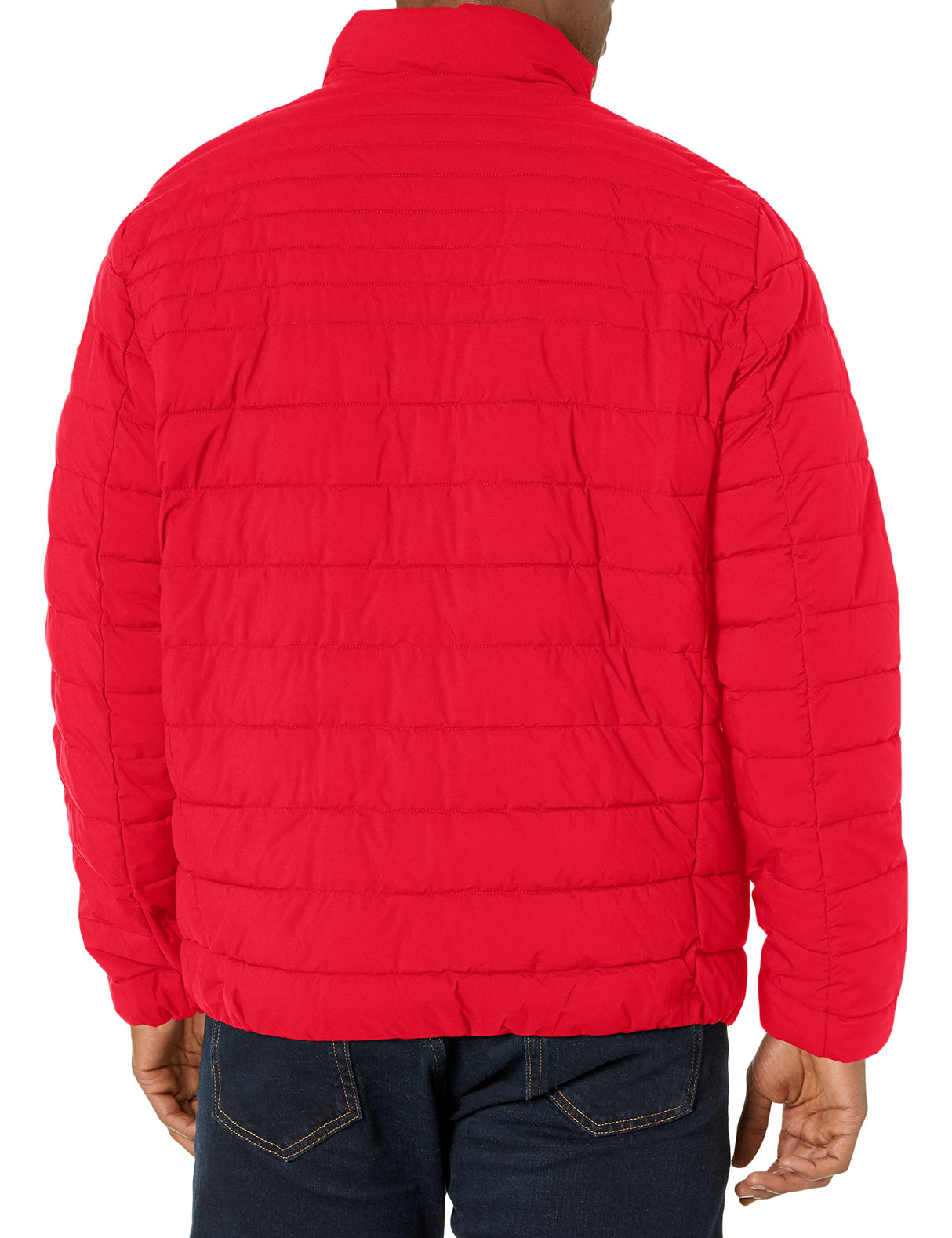Calvin Klein Full Zip Down Puffer Coat Chaqueta, Rojo Profundo, XL Hombres