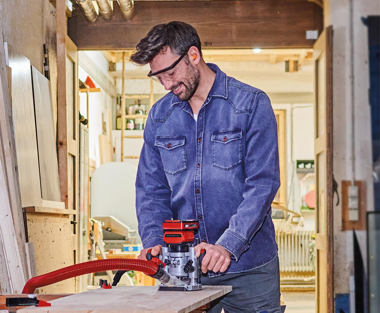 Einhell Professional Fresa superior con batería TP-RO 18 Li BL-Solo Power X-Change (18 V, altura de carrera 35 mm, motor sin escobillas, incl. tope paralelo, sin batería ni cargador)