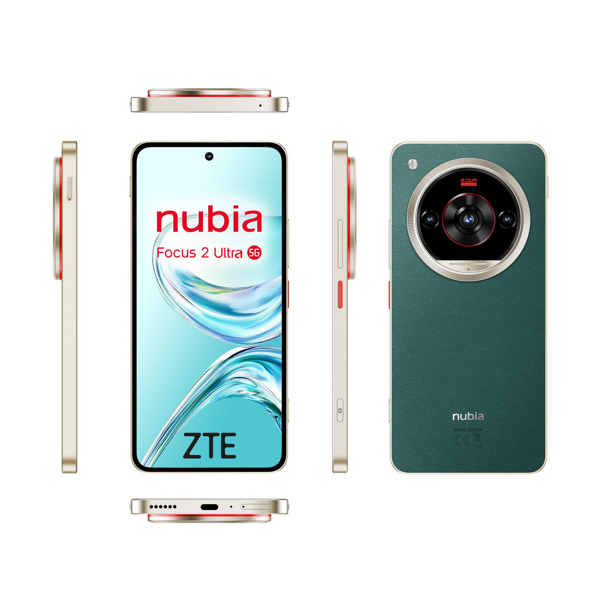 ZTE Nubia Focus 2 Ultra 5G, Smartphone Libre con IA, 8GB+512GB, Lente Giratorio, Pantalla AMOLED 6,8", Cámara 50MP con IA, Botón Capturador, Batería 5000mAh, Android 15, Incluye Funda, Verde