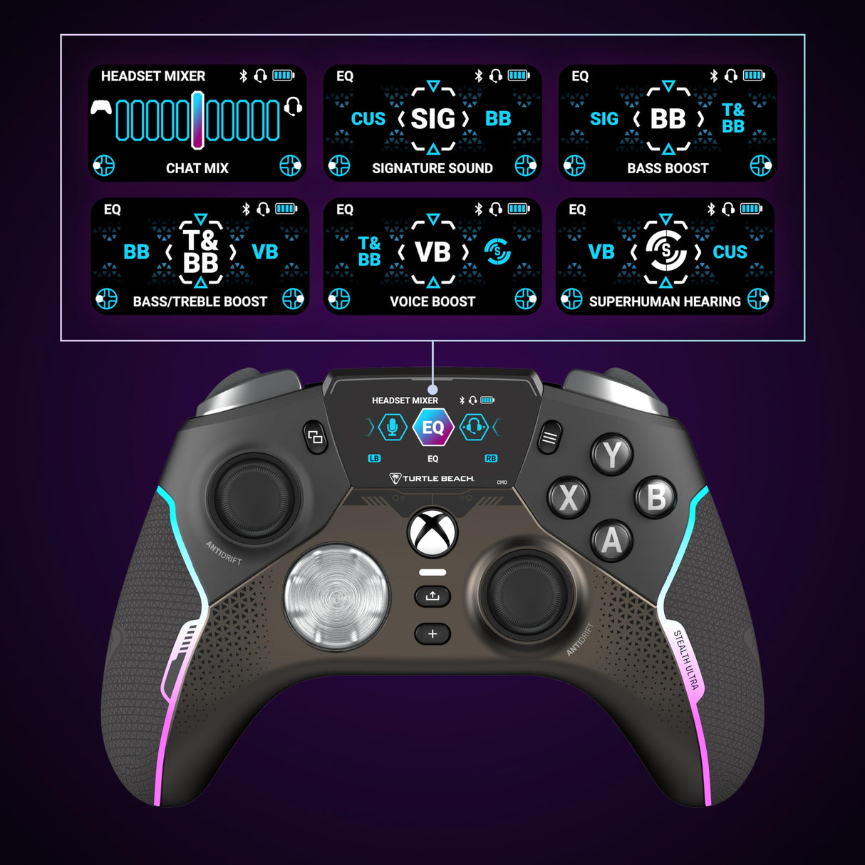 Turtle Beach Stealth Ultra Controlador de Juegos Inalámbrico con Base de Carga Rápida, Gatillos Ajustables y Pantalla de Comando para Xbox Series X|S, Xbox One y PC [con Licencia Oficial para Xbox]