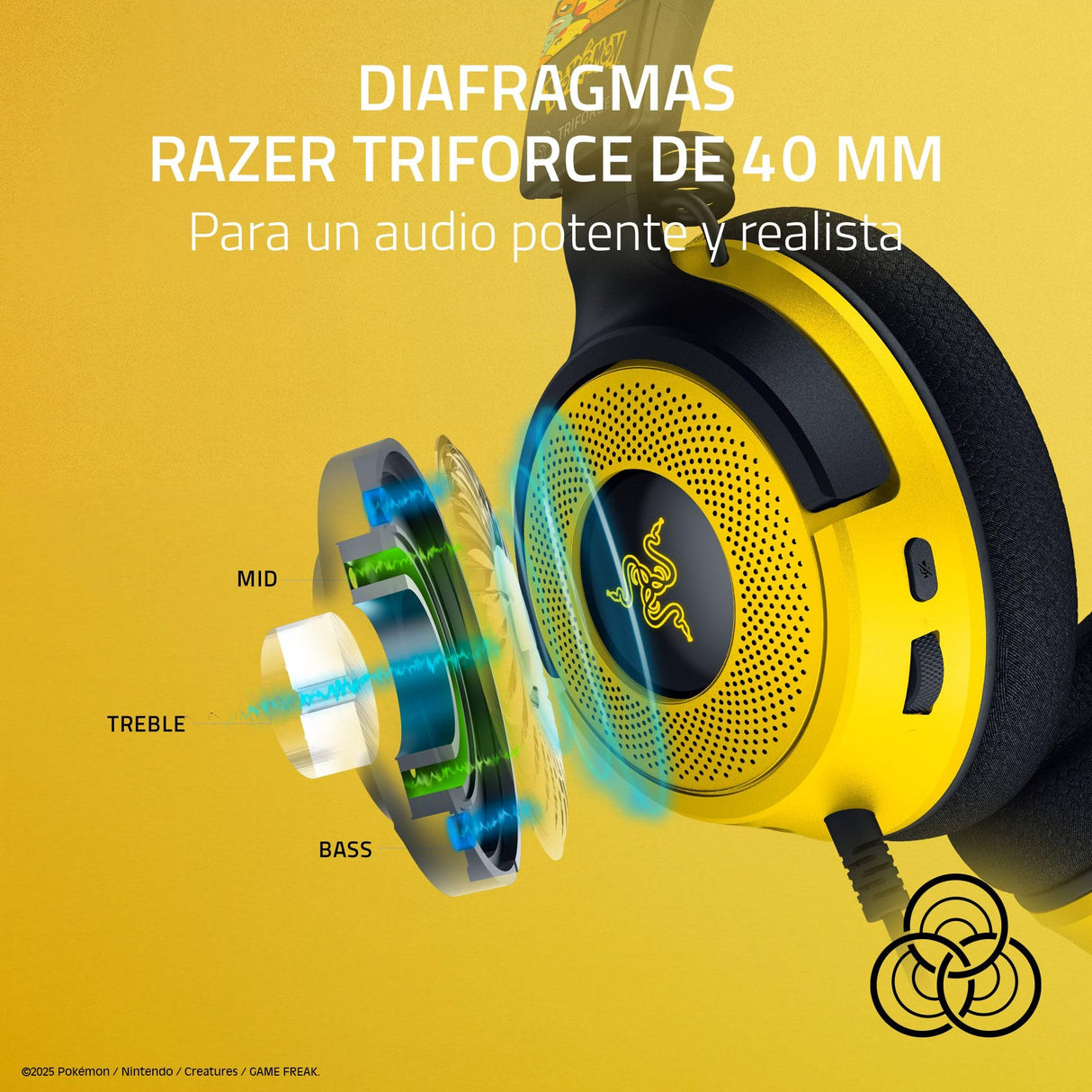 Razer Kraken V4 X Pokémon Edition - Auriculares USB con Cable para Juegos de PC - Controladores 40mm - micrófono cardioide retráctil - Sonido Envolvente - RGB - para PC y Consola | Pokémon Kanto