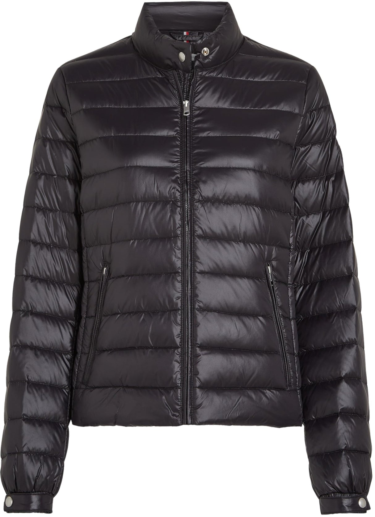 Tommy Hilfiger Cazadora acolchada Mujer Mock Neck ligera, Negro (Black), M