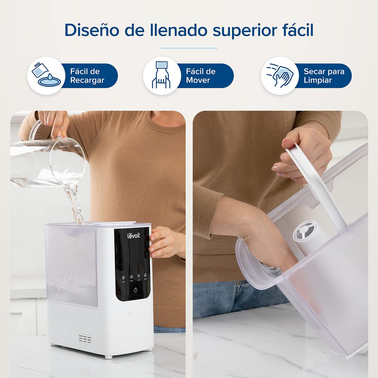 LEVOIT OasisMist 4.5L Humidificador Inteligente, Niebla Caliente & Fría a 45h y 40m² , Modo Auto, Luz Personalizada, Aromaterapia y Silencioso 26dB para Bebés y plantas,Temporizador, Amazon Exclusive