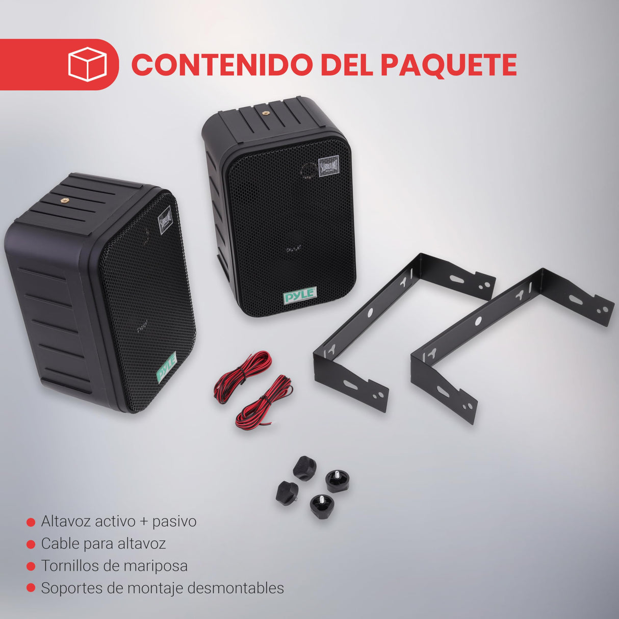 Pyle sistema de altavoces, Pared, Techo, Inalambrico, Impermeable, Waterproof, Exteriores, Interiores, Par de 3.5” de 3 vias, Activo, Pasivo. Color negro