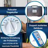 PeakTech 2710 – Probador digital de FI con pantalla LCD grande, disyuntor de corriente residual, cuchilla RCD, carcasa con doble aislamiento, voltaje de funcionamiento 230V / 50Hz - CAT III 600 V