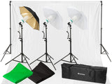 Bresser Fotostudio BR-2120 - Set de luz de día y Fondo (1600 W, con Sistema de Fondo, lámparas, trípode y Paraguas)