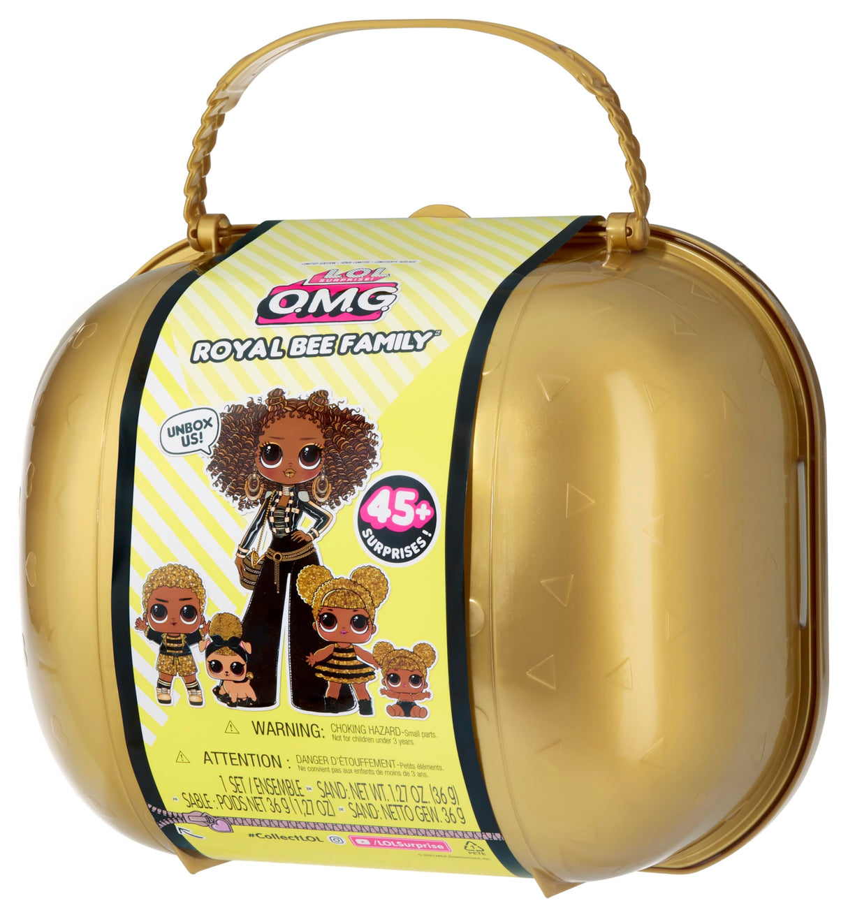 L.O.L. Surprise! OMG Royal Bee Family Pack - Más de 45 Sorpresas - Muñeca de Moda Royal Bee, Muñecas Peque Queen Bee, King Bee, Lil Queen Bee, Pet Pup Bee - para Niños Mayores de 4 Años