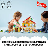 LEGO Duplo Casa Familiar 3en1, Juego Educativo Casa de Muñecas, Juguete para Niñas y Niños de 3 Años o Más, Coche de Juguete, 3 Maneras de Construir, 5 Figuras, 2 Animales, Regalos Niños 10994