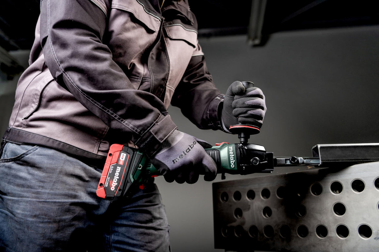 metabo Limas de cinta con batería BFVB LTX BL 90-18V, ancho de banda de lijado de 6 a 19 mm, motor sin escobillas, velocidad variable, brazo de lijado fino, trabajo en metal, para un lijado preciso