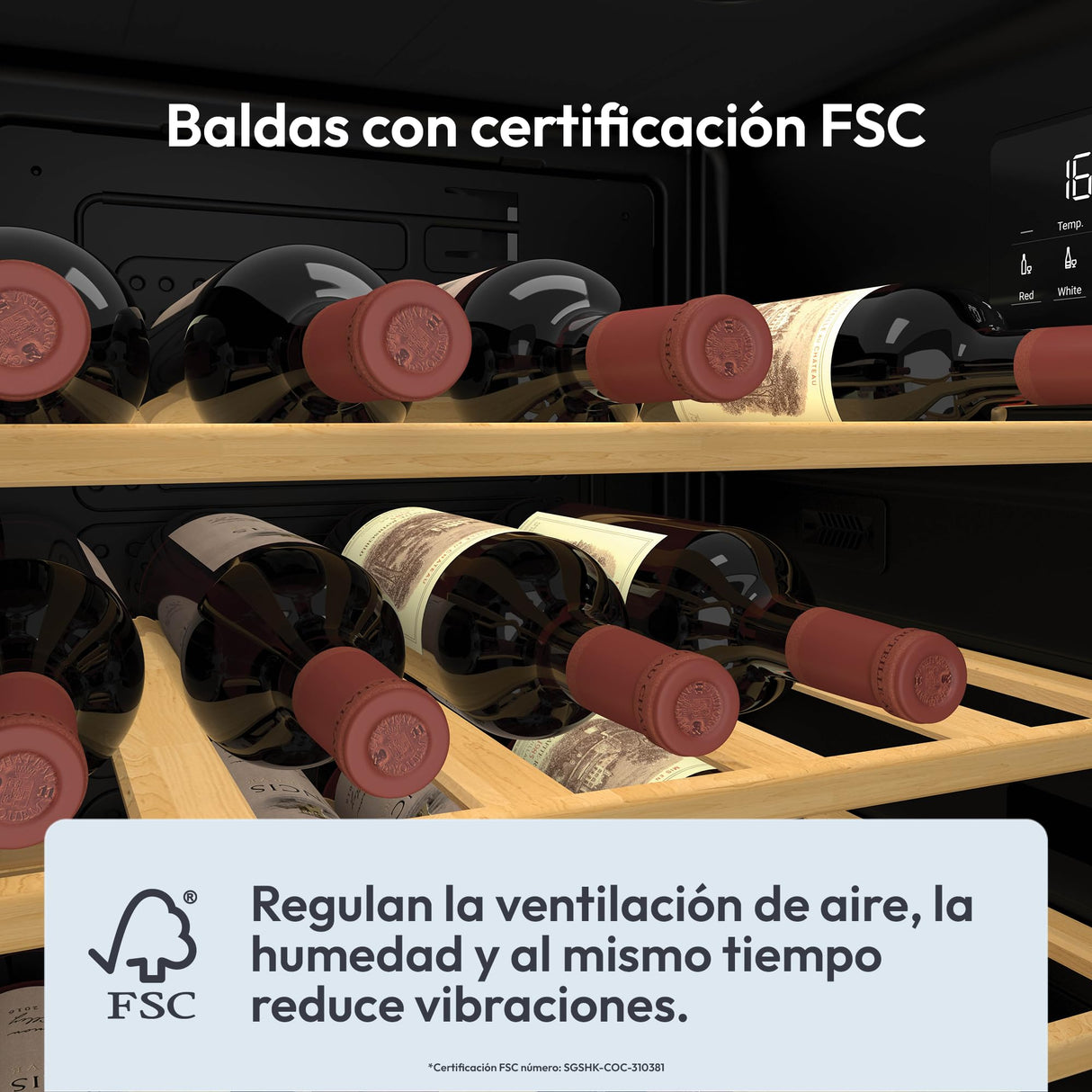 Candy DiVino CWC058, Vinoteca, 58 Botellas, WiFi, App hOn, Puerta Reversible, 10 Baldas, Tratamiento Anti-UV, Compresor Antivibraciones, Iluminación LED, Control Digital,Tirador Integrado, 37DB, Negro