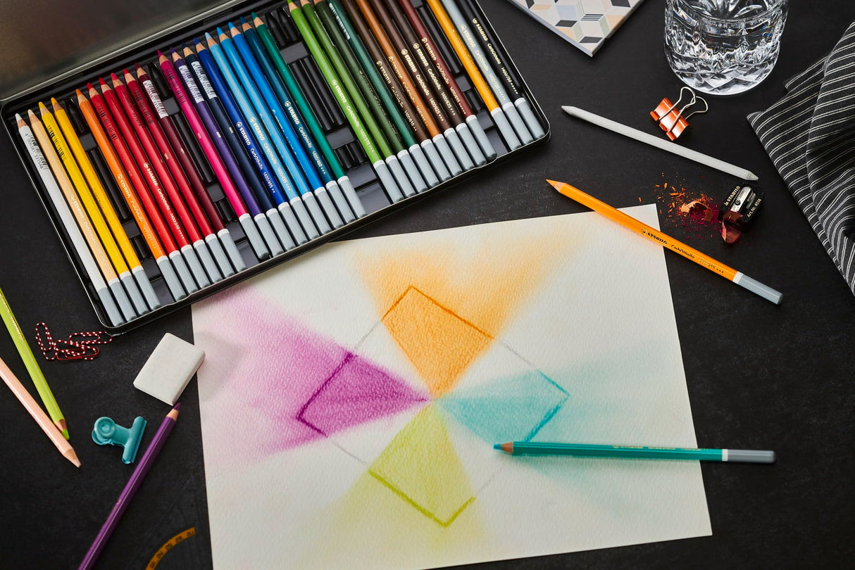 Lápiz de color tiza-pastel STABILO CarbOthello - Caja de metal con 60 colores