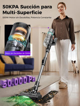 Proscenic P16 Aspiradora sin Cable 55Kpa/550W/65Mins, Aspiradora Escoba Vertical con Tubo Plegable, Cepillo Anti-Enredo y Pantalla Táctile LED para Suelo/Alfombra/Pelos de Mascotas