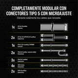 Corsair RM1000x SHIFT Fuente de Alimentación Totalmente Modular – Compatible con ATX 3.1 y PCIe 5.1 – Modo Ventilador Cero RPM – Condensadores a 105°C – Eficiencia 80 PLUS Gold – Negro