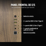 CORSAIR 2500X Pequeña-Torre mATX Caja de PC de Doble Cámara - Cristal Templado Panorámico - Conexión Inversa Compatible con Placa Base - Sin Ventiladores Incluidos - Negro/Madera de Nogal