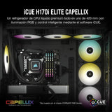 Corsair iCUE H170i ELITE CAPELLIX Refrigeración Líquida de CPU 33 LED RGB CAPELLIX Ultrabrillantes, Radiador 420mm, Tres Ventiladores PWM de Magnética de 140 mm, iCUE COMMANDER CORE Incluido Negro