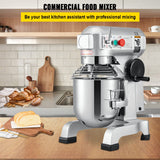VEVOR Batidora Amasadora 30 L, Amasadoras Repostería Profesional, de Acero Inoxidable, Batidora Amasadora Repostería Multifuncional de Pan, con 3 Velocidades Ajustables, 3 Accesorios de Mezcla