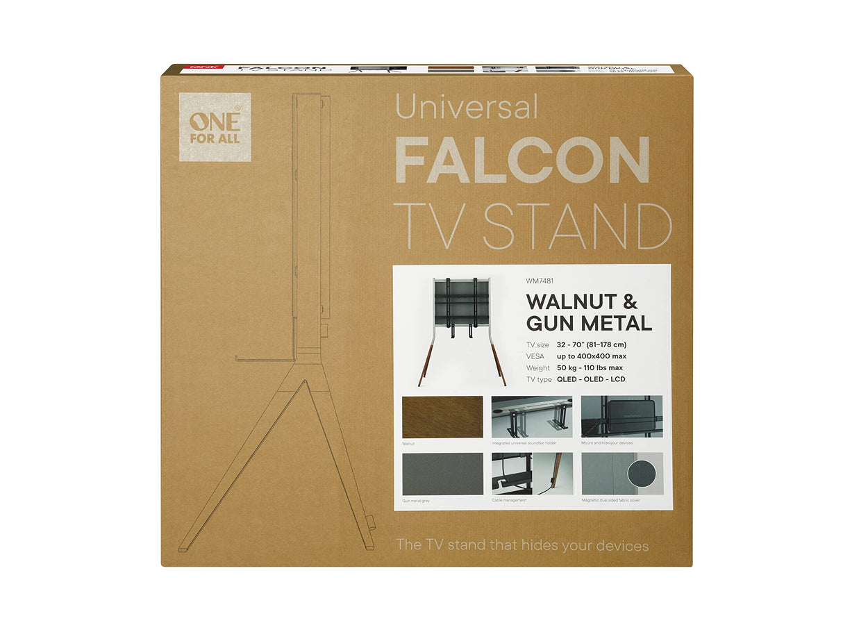 Soporte de televisor Universal de One For All – Pantallas de 32 a 70” – LCD/LED/Plasma/OLED/QLED TVs – VESA 400x400 – Soporte de Barra de Sonido Integrado – Diseño Elegante – WM7481