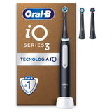 Oral-B iO 3 Cepillo de Dientes Eléctrico Negro, con 3 Cabezales, Diseñado por Braun