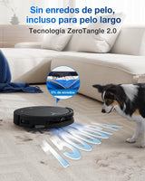 ECOVACS DEEBOT T50 Omni Robot Aspirador y mopa, 15.000Pa, Cepillo Lateral Extensible, ZeroTangle 2.0, estación Omni Todo en uno, mopa con Agua Caliente a 75℃ lultrafino de 81mm, Negro