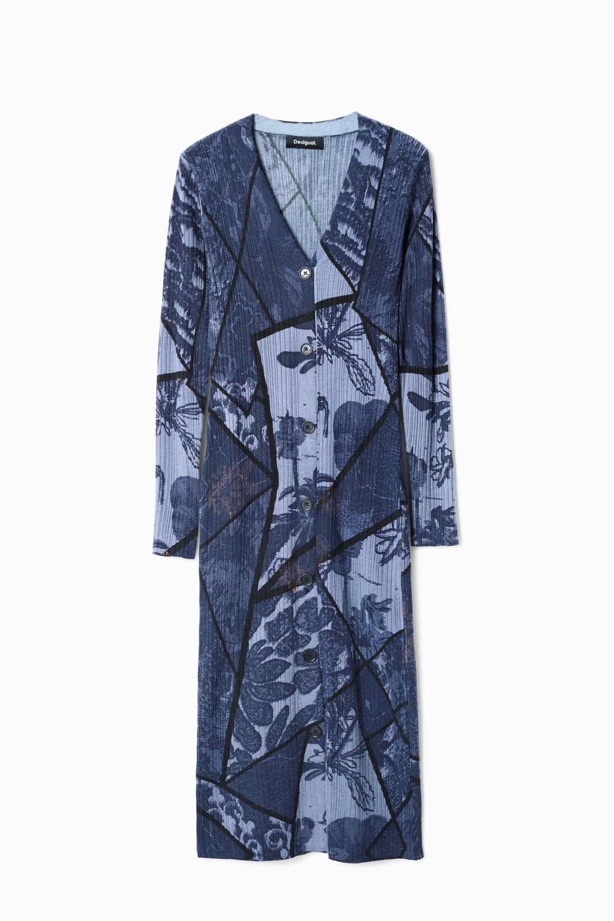 Desigual Vestido de Manga Larga para Mujer, Azul, S