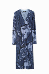 Desigual Vestido de Manga Larga para Mujer, Azul, S
