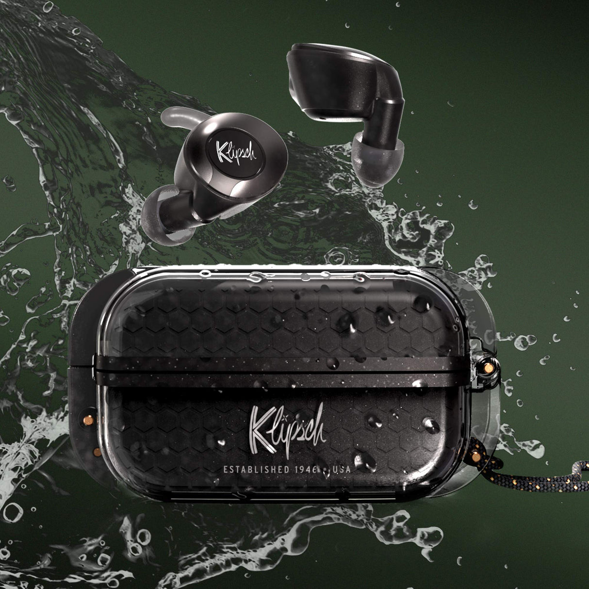 Klipsch T5 II True Wireless Sport Black - Auriculares inalámbricos para Deporte Bluetooth 5.0, Control Táctil, InEar, Negro, Control de Llamadas, Resisteme a Humedad y Sudor, Negro
