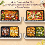Cosori Freidora de Aire Grande-True Acero Inox-4 Resistencias Dual Blaze TwinFry 10 L-Flexible Doble Cesta Air Fryer 2800 W- Smart WIFI Control– 66 % Eficiencia Energética-6 en 1-Máx 10 Personas