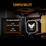 ASUS TUF Gaming LC III 360 ARGB LCD, dispositivo de refrigeración líquida todo en uno, tres ventiladores ARGB preinstalados, pantalla IPS LCD de 2,8, tubos de 400 mm, negro
