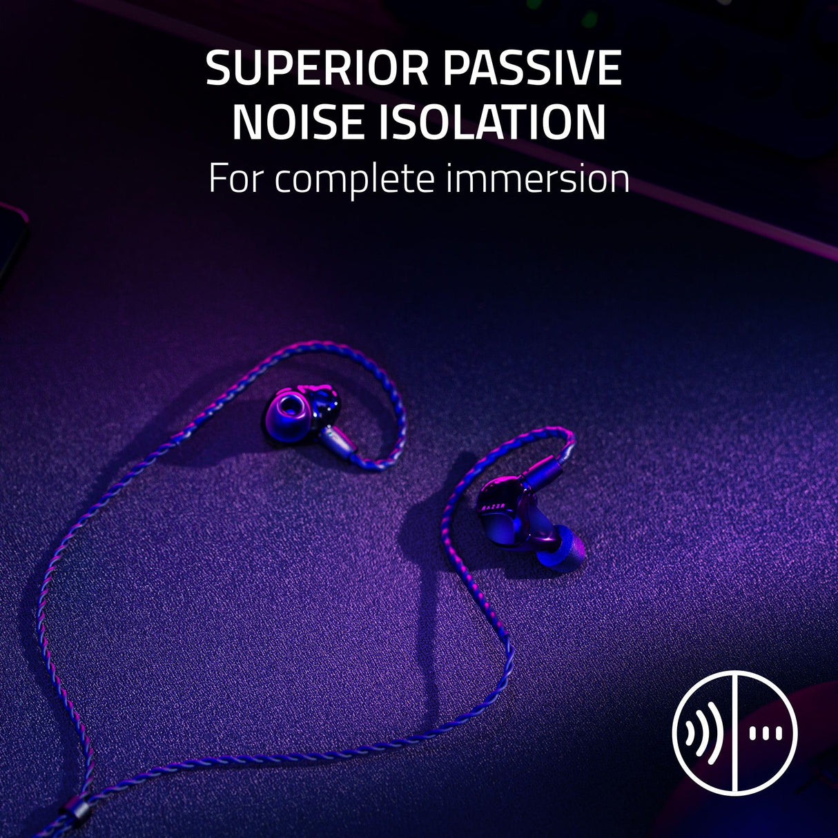 Razer Monitor intrauditivo Moray para transmisión: diseño acústico híbrido de Doble Controlador, Forma ergonómica de Perfil bajo, Aislamiento pasivo de Ruido, Cables Trenzados, Almohadillas