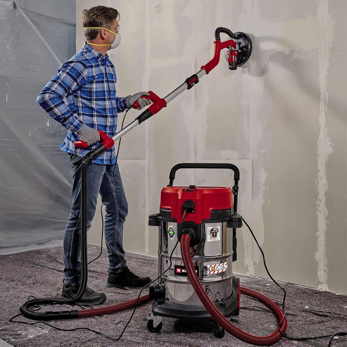 Einhell Aspirador en seco-húmedo TE-VC 2350 SACL (1600 W, clase de protección al polvo L, sistema de limpieza de filtros, potencia de aspiración 230 mbar, contenedor de acero inoxidable de 50 l)