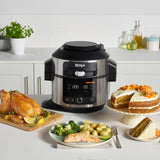 Ninja Foodi Olla eléctrica multifunción con SmartLid, 6 l, 11 funciones de cocción en 1, Olla a presión, Freidora de aire, Cocción lenta, Parrilla, Hornear y más, acero inoxidable, OL550EU