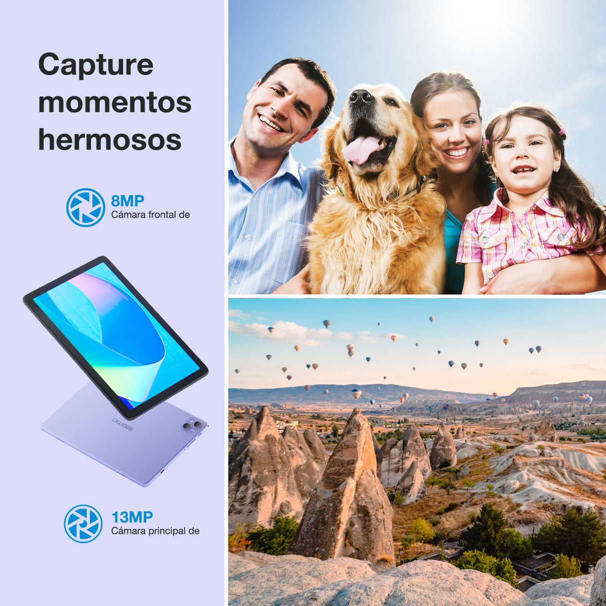 DOOGEE T10 Pro Tablet 10,1 Pulgadas FHD+ con 15GB RAM + 256GB ROM (Ampliable 1TB), Batería de 8580mAh, Octa-Core Android 12 Tablet con Dual 4G LTE, WiFi 2,4/5G, TÜV-Certificado, 13MP + 8MP, Rosa