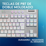 Logitech G G915 X LIGHTSPEED TKL Teclado para gaming inalámbrico de perfil bajo, teclas de PBT de doble moldeado, elegante acabado en aluminio, táctil marrón GL - PC/Mac, QWERTY US - Blanco