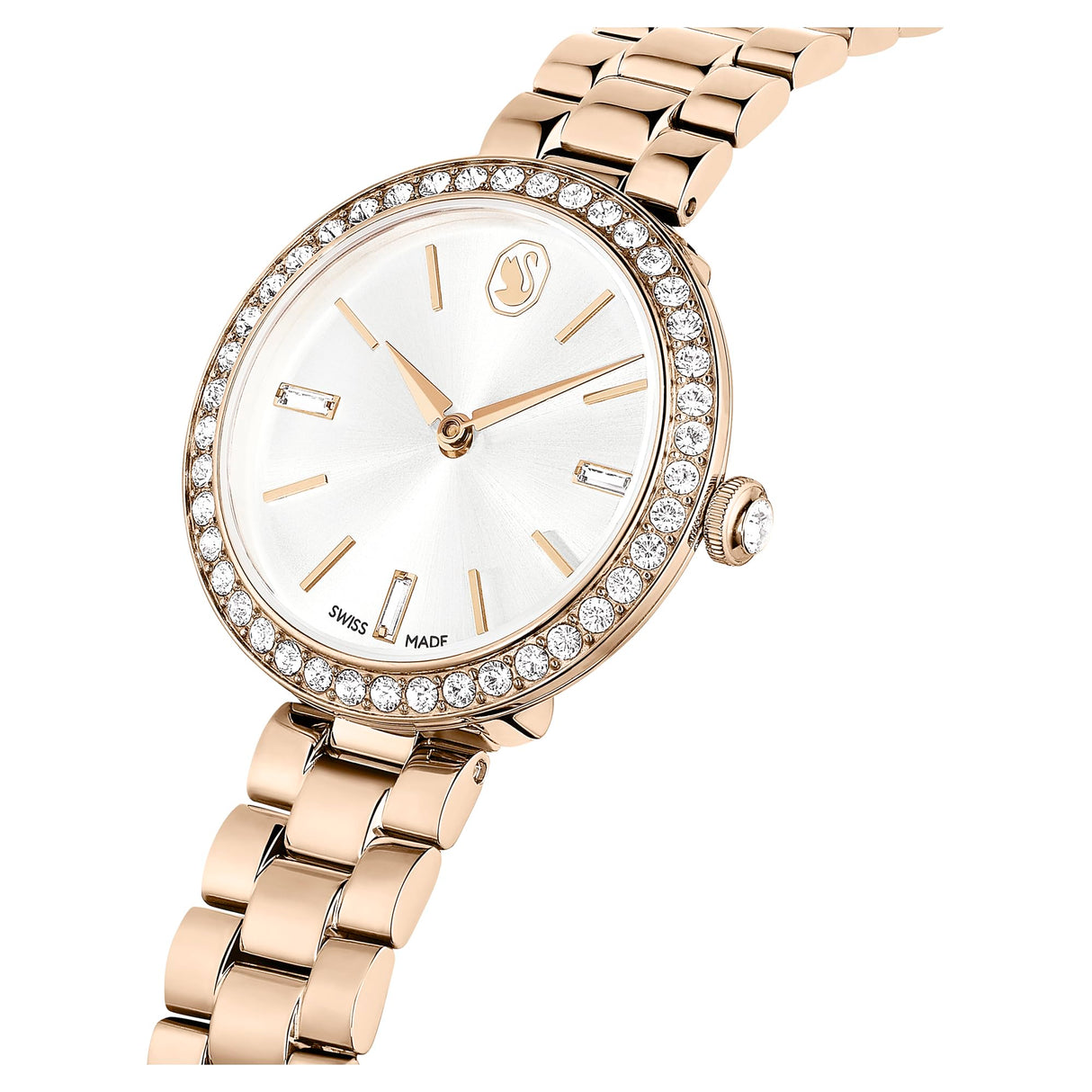 Swarovski Reloj Certa, Fabricado en Suiza, Brazalete de Metal, Tono Dorado, Acabado Tono Oro champán