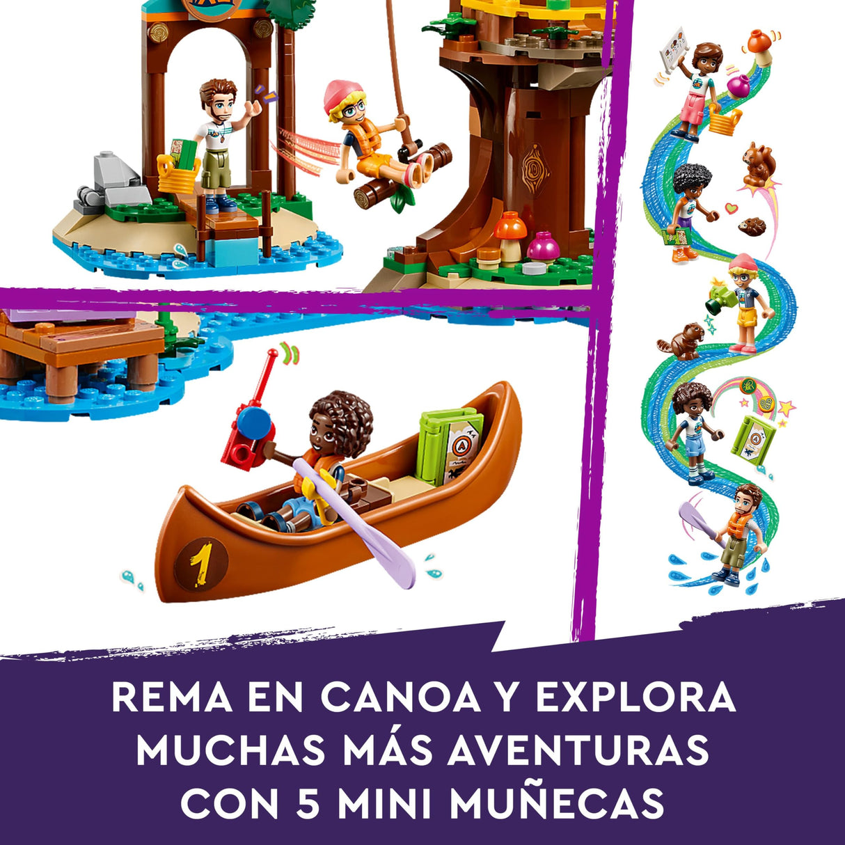 Lego Friends Campamento de Aventura: Casa del Árbol con 5 Animales de Juguete, Regalo para Niñas y Niños de 8 Años o Más, 5 Mini Muñecas y Muñecos y Figura de Búho, Casita de Muñecas 42631