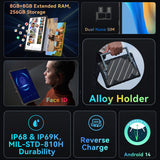 Cubot Kingkong Tab 2 - Tablet 10.95" FHD+, 16GB RAM (8GB+8GB Ext.), 256GB ROM, 4G Dual SIM, Cámara 64MP, Batería 20400mAh, Android 14, Helio G99, Negro.
