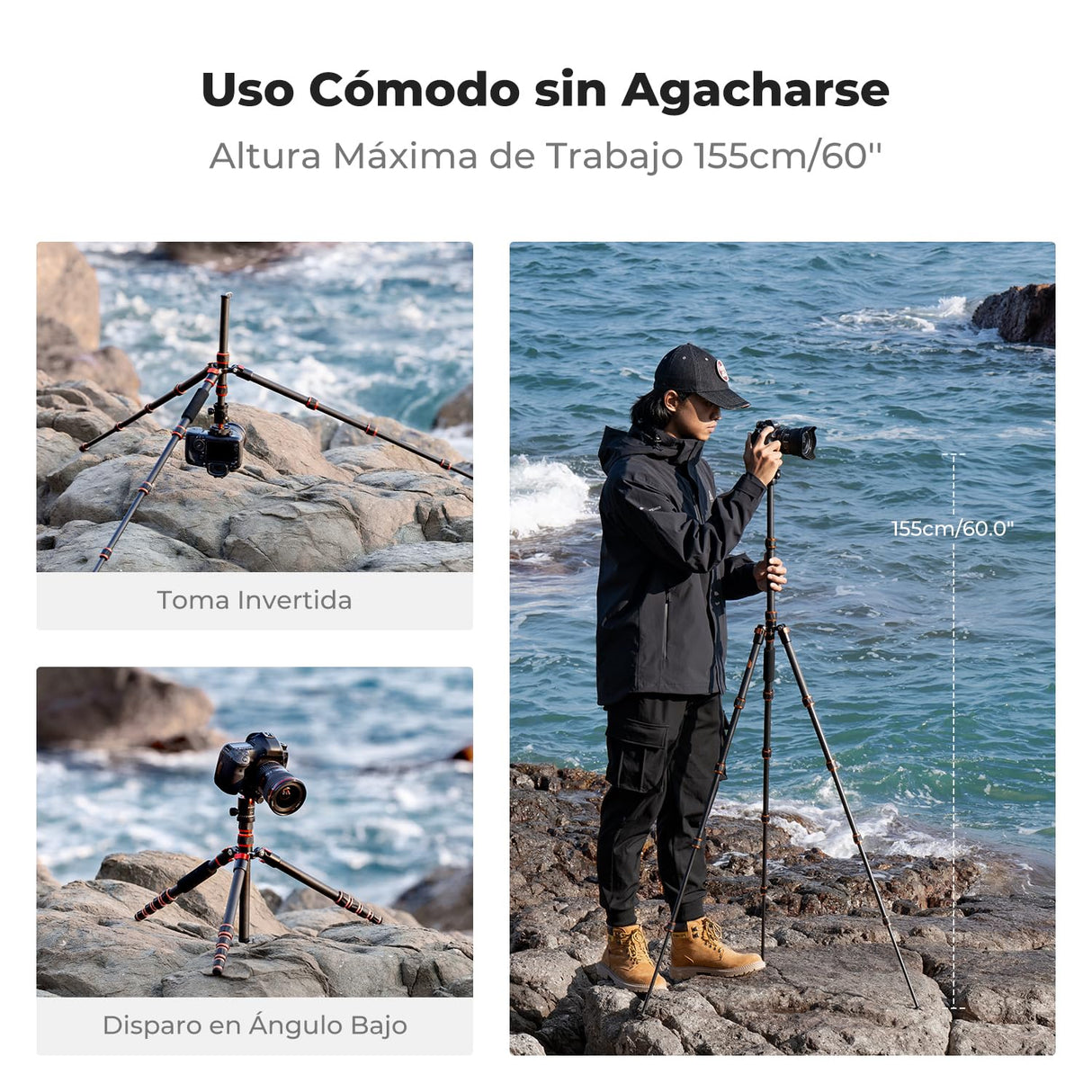K&F CONCEPT Trípode de Cámara Carbono de Viaje Ligero, Trípode Fotografía Compacto con Monopié, 360° Rótula de Bola y Placa de Liberación para Cámara DSLR A225C0+BH-25L