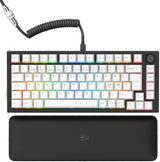 Glorious Gaming GMMK PRO 75% - Teclado gaming mecánico modular, TKL, carcasa de 1,5 kg, personalizable, cable espiral, reposamuñecas, keycaps blancas, RGB, distribuciones QWERTY nórdico - Negro