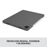 Logitech Combo Touch Funda con Teclado para iPad Pro 12,9 Pulgadas (5a Gen. - 2021) - Teclado Retroiluminado Extraíble con Soporte, Trackpad, Smart Connector - Disposición QWERTY Español - Gris