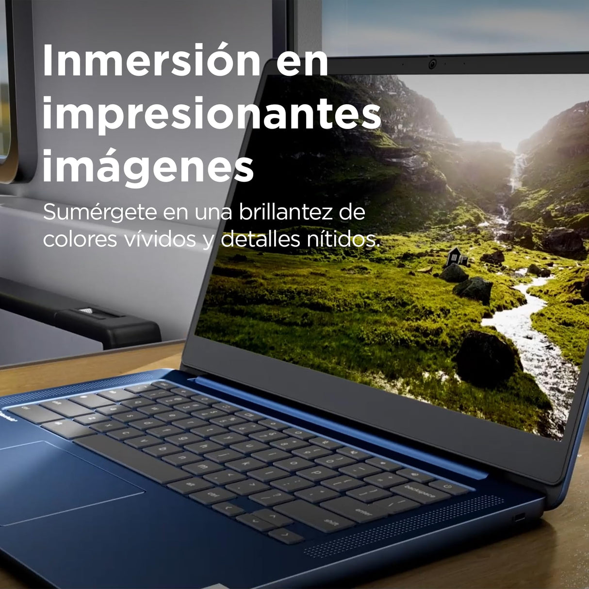 Lenovo IdeaPad Slim 3 Chromebook Gen 8 - Ordenador Portátil 14" FHD (MediaTek Kompanio 520, 4GB RAM, 64GB eMMC, Arm Mali-G52 2EE MC2 GPU, ChromeOS) BLU - Teclado QWERTY Español